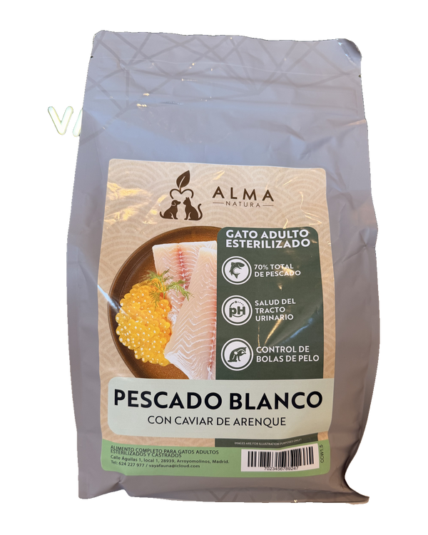 Alma Natura Pescado Blanco con Caviar de Arenque, gato adulto