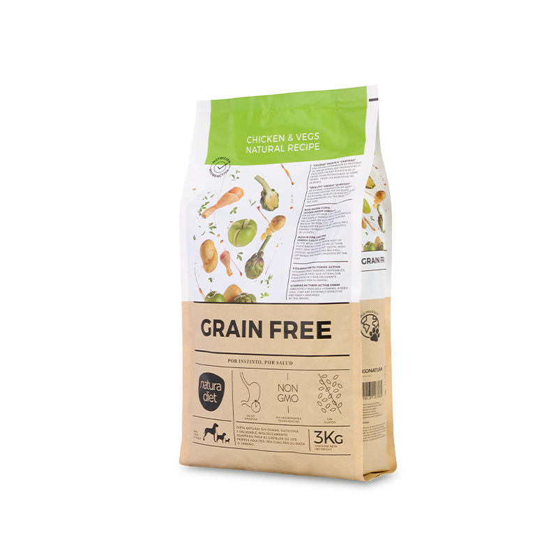 Saco de Natura Diet Grain Free Chicken & Vegs, pienso sin cereales para perro adulto