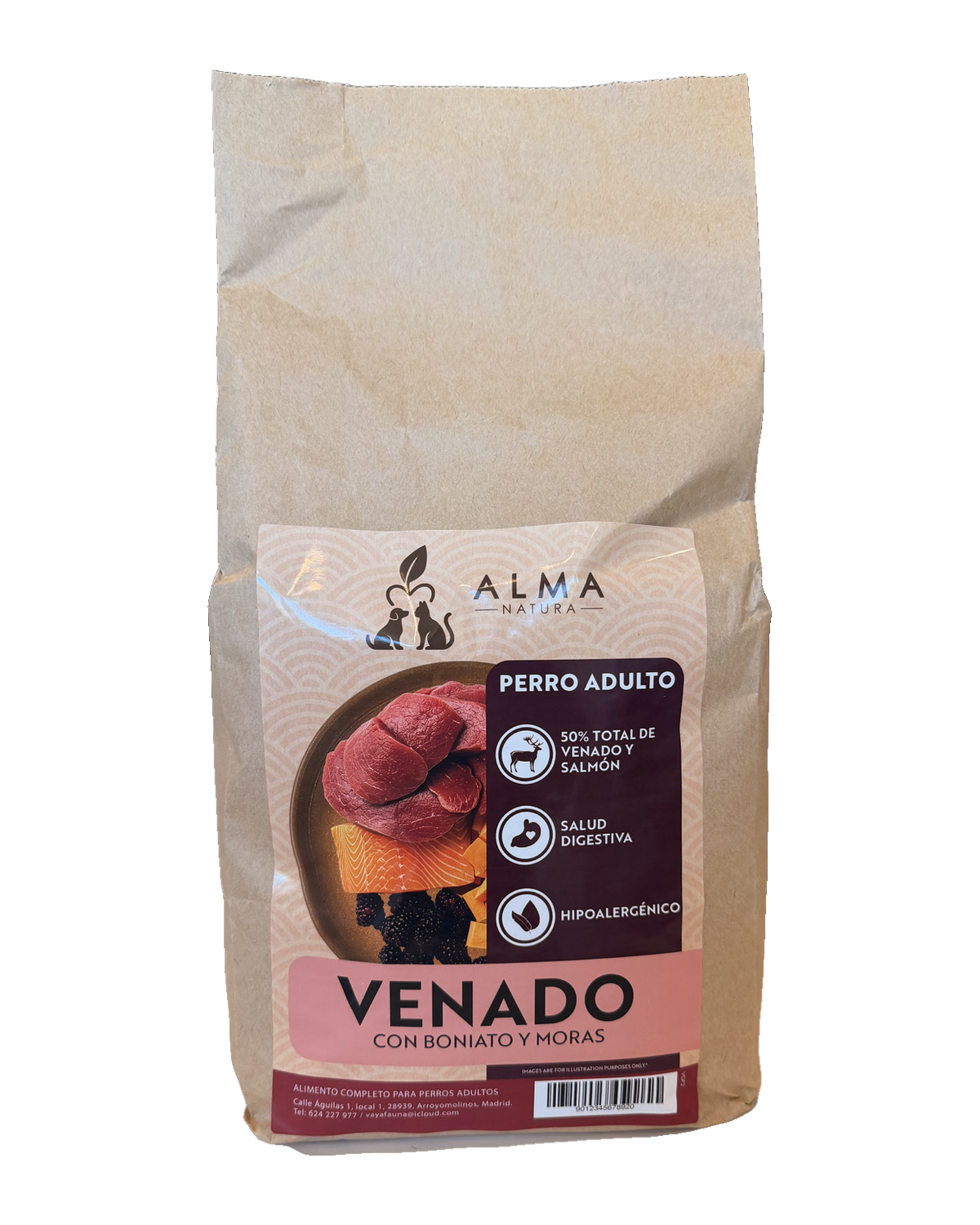 Alma Natura Venado con Boniato y Moras, pienso natural para perro adulto